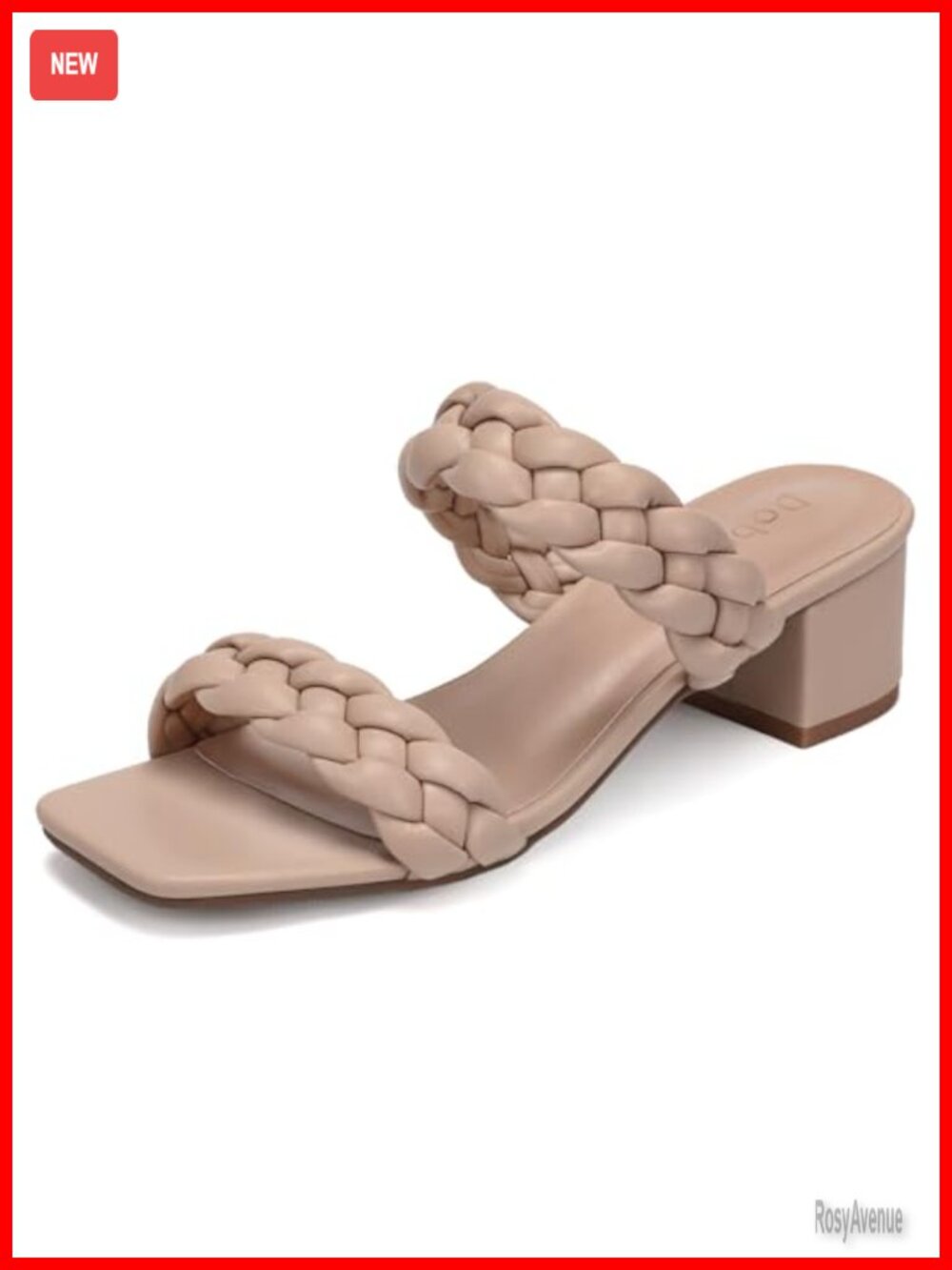 Wide Width Chunky Heels Braided Dressy Sandals Square Open Toe